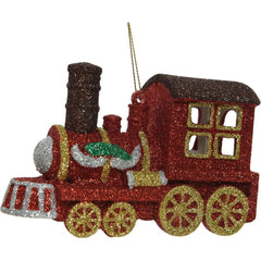 Decoris Hanging Plastic Train with Glitter 12cm