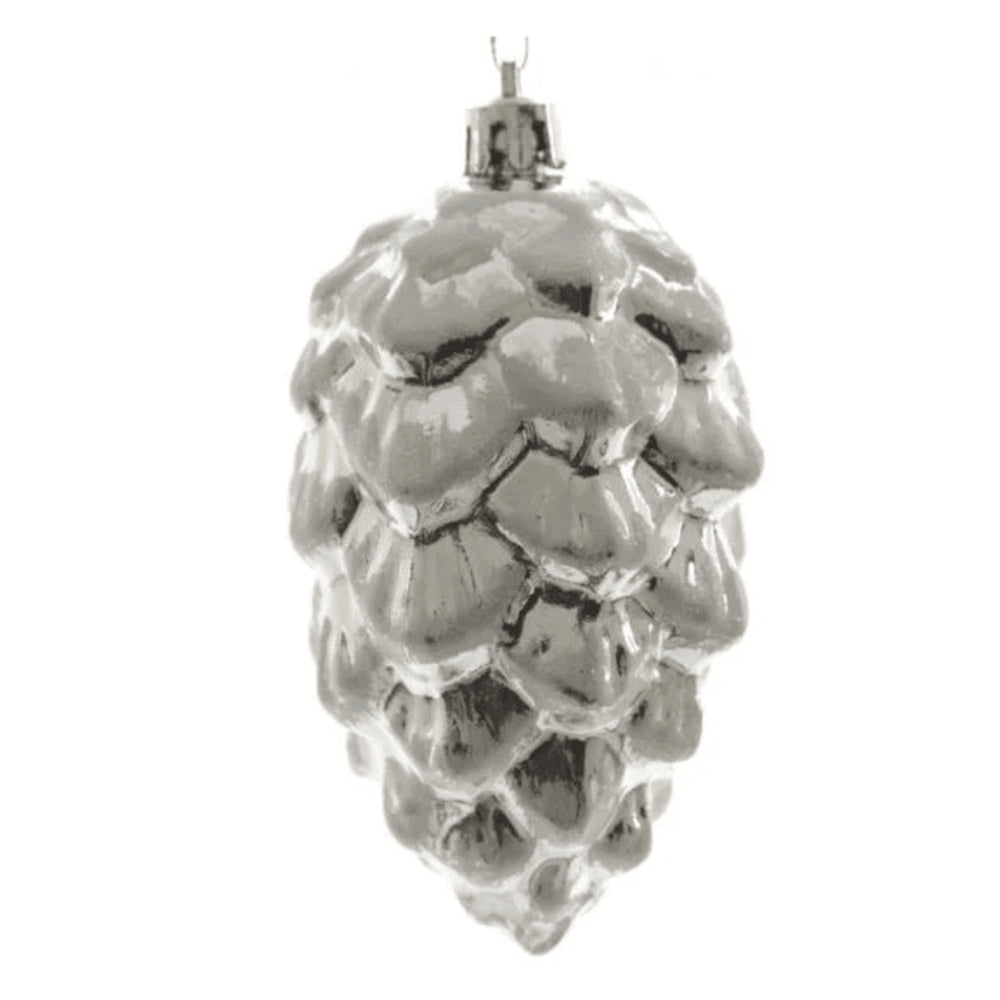 Decoris Hanging Shatterproof Pinecone 9cm - Silver