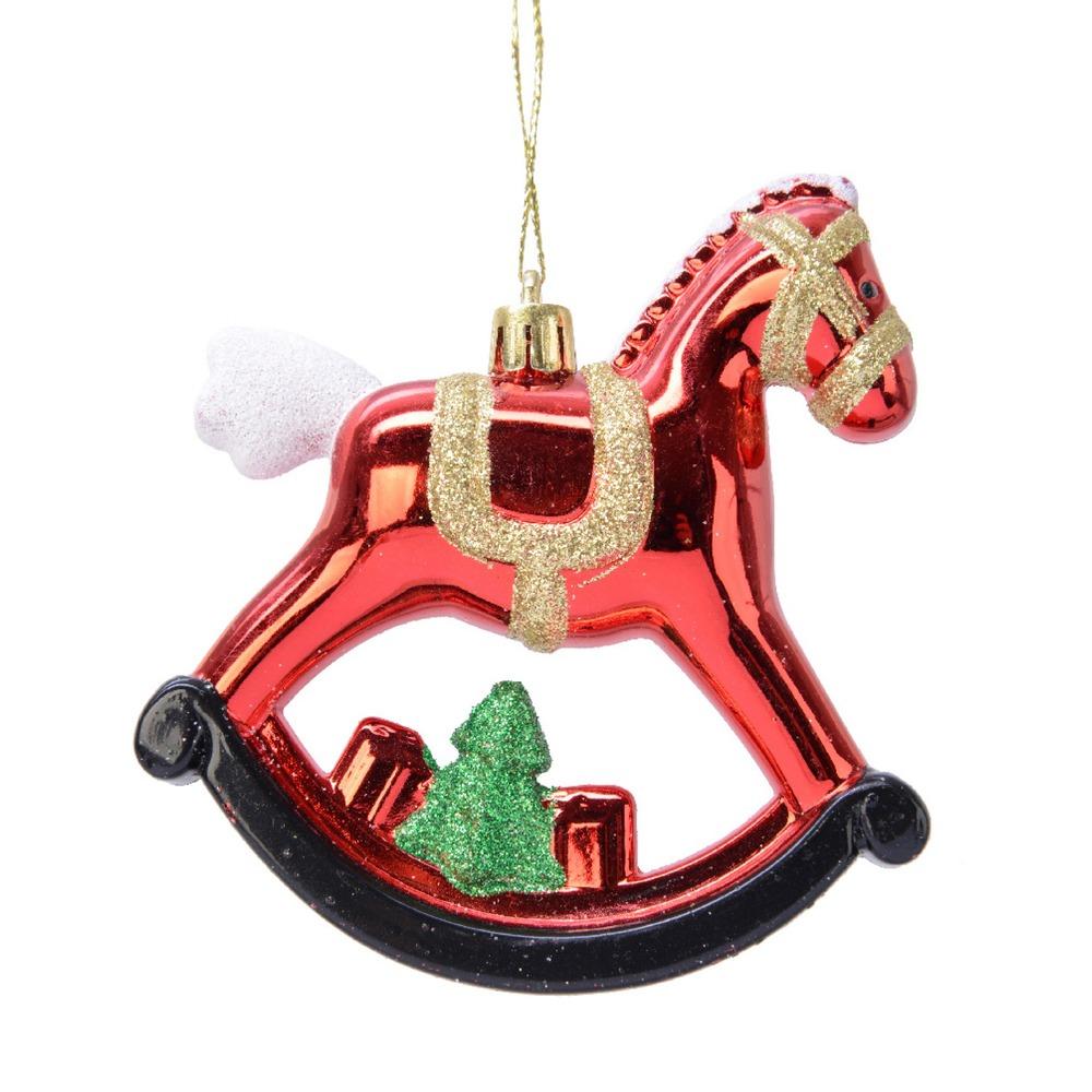 Decoris Hanging Shatterproof Rocking Horse 10cm