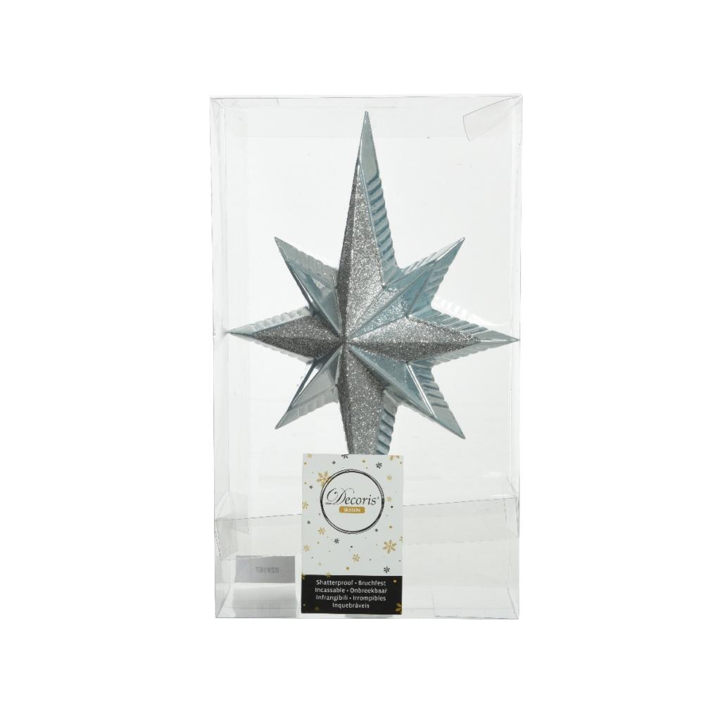 Decoris Shatterproof Peak Star Tree Topper 25.5cm with Glitter - White