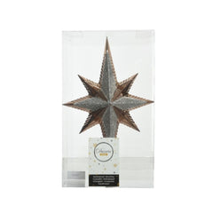 Decoris Shatterproof Peak Star Tree Topper 25.5cm with Glitter - Walnut Brown