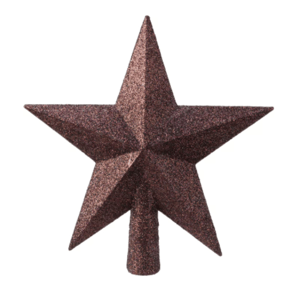 Decoris Shatterproof Star Tree Topper 20cm with Glitter - Mahogany Brown