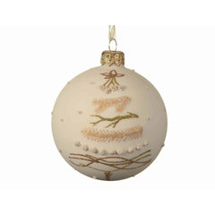 Decoris Glass Bauble with Branch Tree 8cm - Pearl