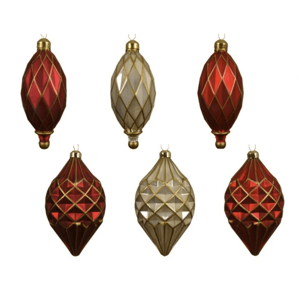 Decoris Hanging Glass Ornament 14cm - 6 Assorted Designs