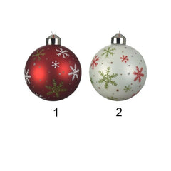 Decoris Glass Bauble with Snowflakes 8cm - 2 Assorted Colours