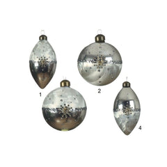 Decoris Hanging Glass Ornament with Half Marble Design 8cm - 4 Assorted