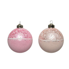 Decoris Glass Bauble with Flower Design 8cm