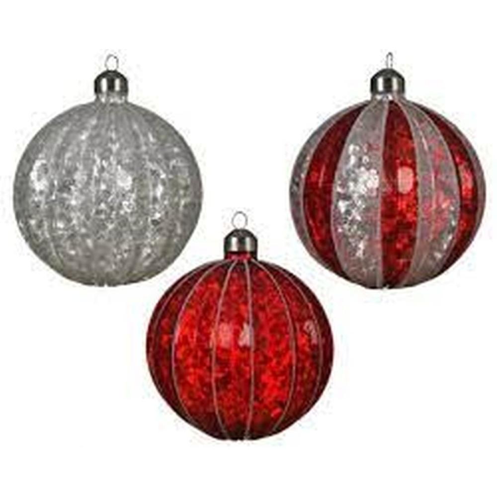 Decoris Glass Bauble with Sequins 10cm - 3 Assorted