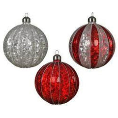 Decoris Glass Bauble with Sequins 10cm - 3 Assorted