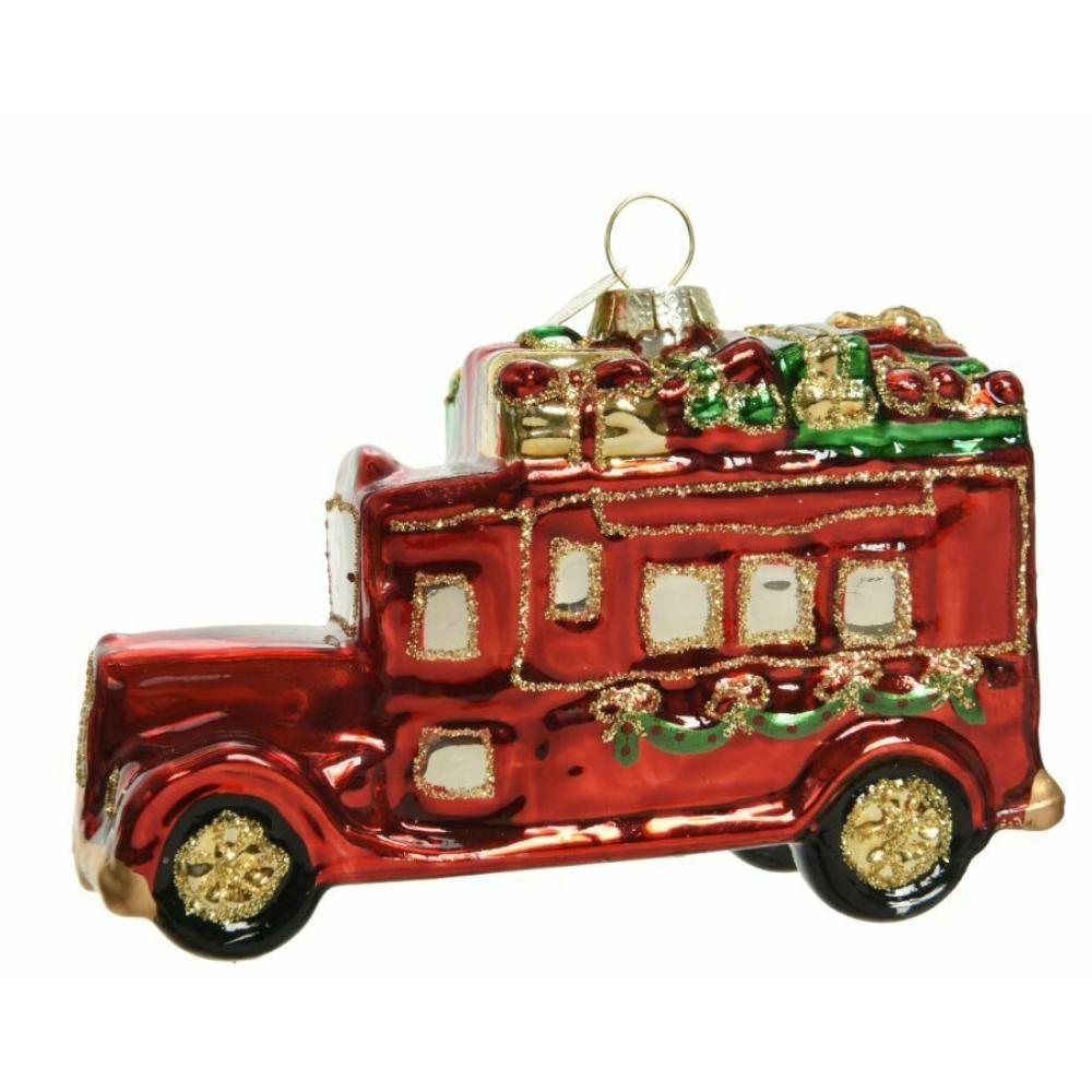 Decoris Glass Car with Presents Hanging Decoration 10cm