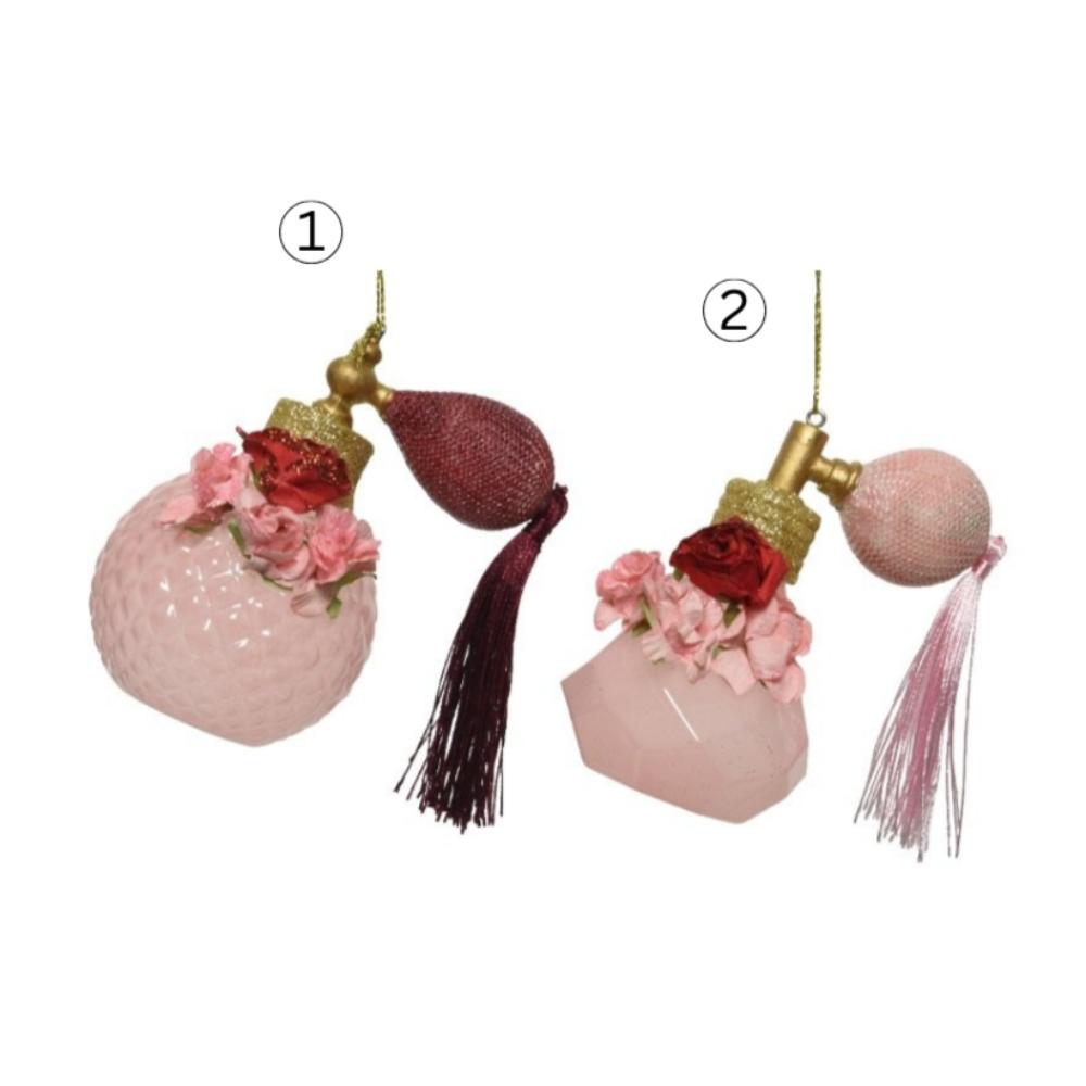 Decoris Hanging Glass Perfume Bottle Ornament with Glitter and Tassels 11cm