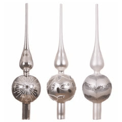 Decoris Glass Tree Topper 31cm - 3 Assorted Silver