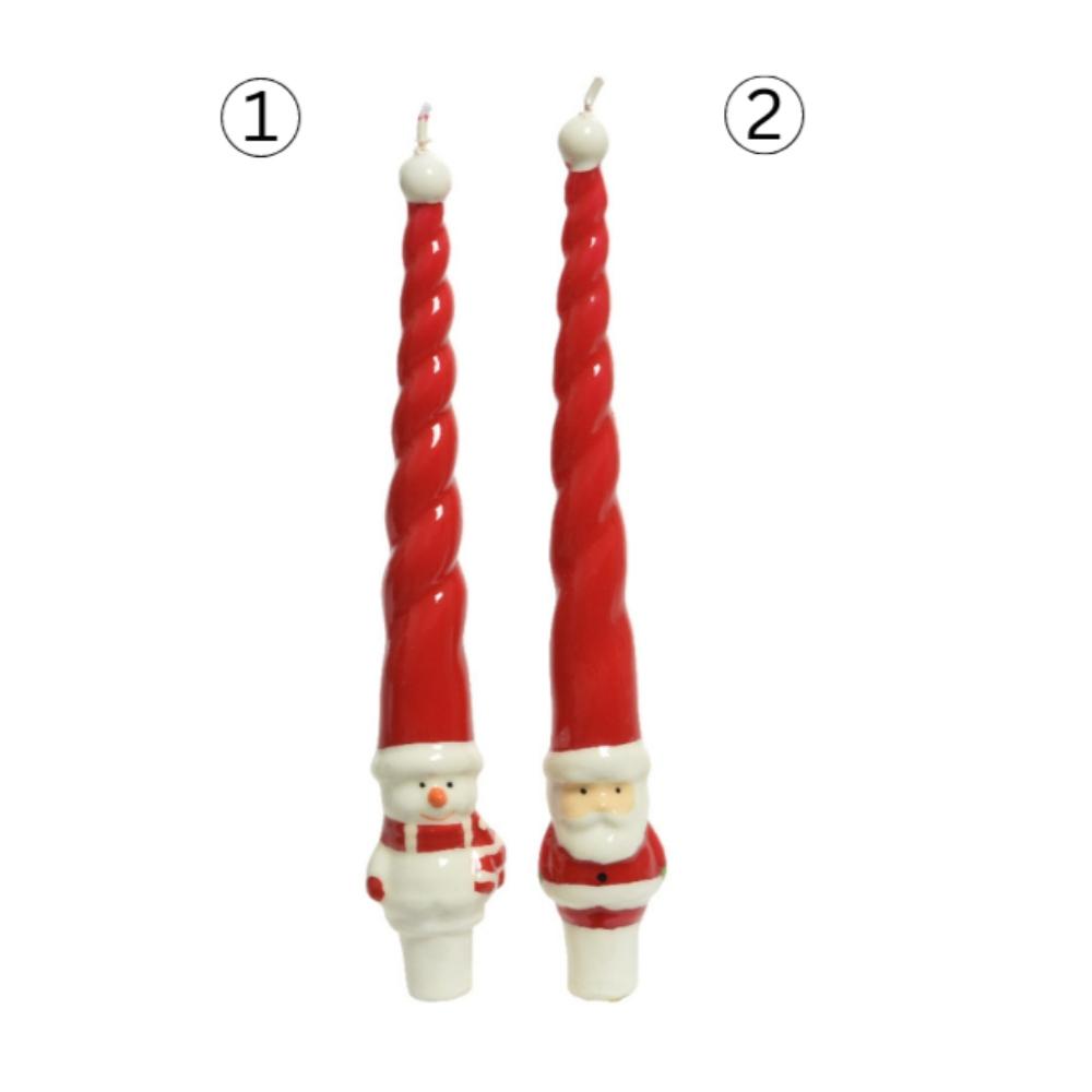 Decoris Santa Dinner Wax Candle Pack of 2 - Red