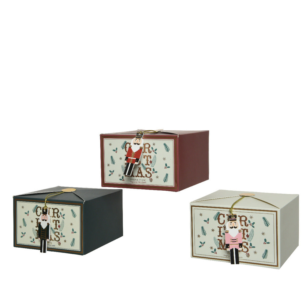 Decoris Christmas Candle in Box 13 x 8cm - 3 Assorted