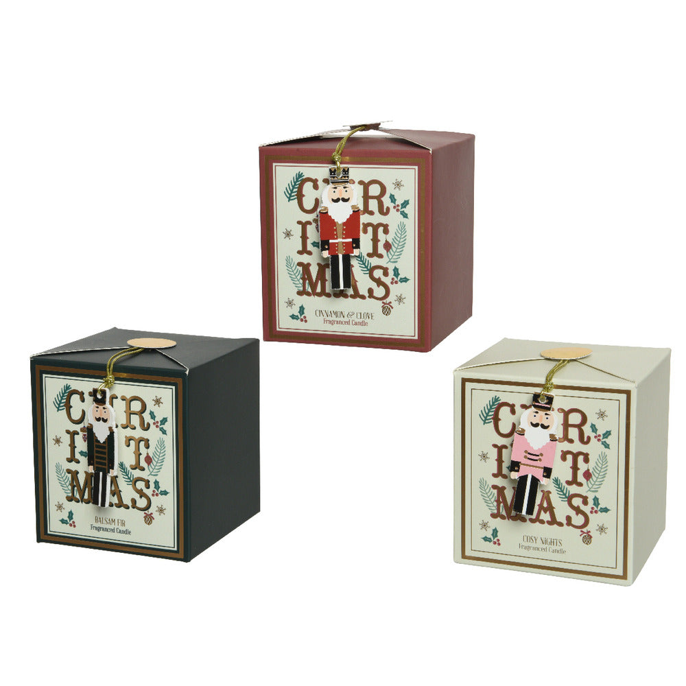 Decoris Christmas Candle in Box 9 x 8cm - 3 Assorted