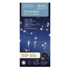 Lumineo BO Micro Wire 20 Led String Lights 95cm - Silver/Warm White