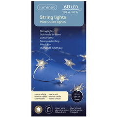 Lumineo BO 60 Micro-Led Star String Light 295cm - Silver/Warm White
