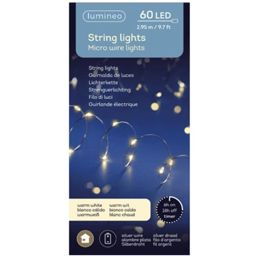 Lumineo BO 60 Micro-Led String Light 295cm - Silver/Warm White