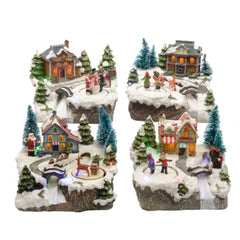 Lumineo BO Village House Scenery 16 x 19x 15cm - 4 Assorted