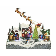 Lumineo Village Scenery with Santa on Sleigh 27.50 x 34 x 18cm