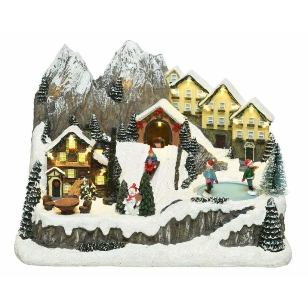 Lumineo Village House Mountain Scenery 24 x 32.50 x 21.50cm