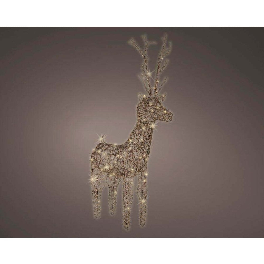Lumineo Steady 48 Led Wicker Deer 69cm - Brown/Warm White