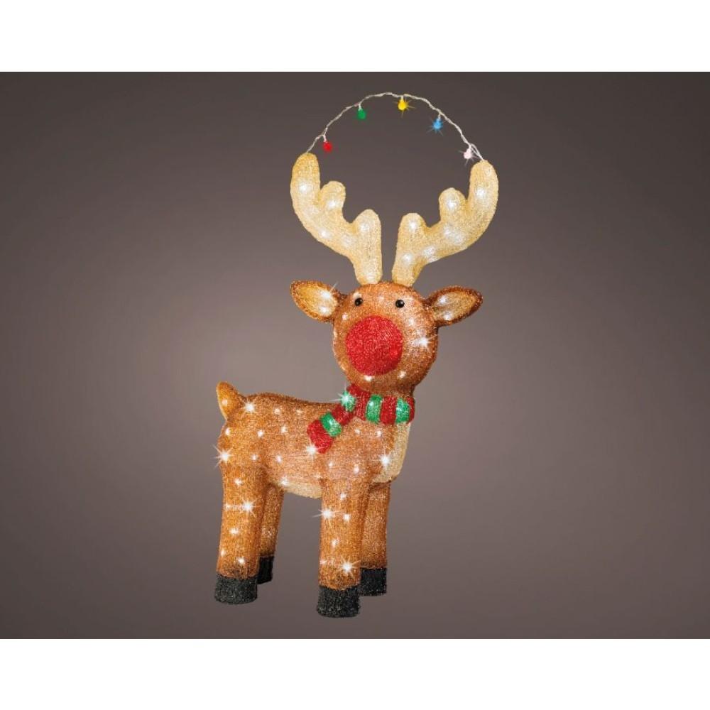 Lumineo 120 Led Acrylic Flashing Reindeer 85cm - Cool White