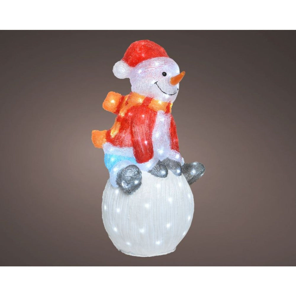 Lumineo 100 Led Acrylic Snowman 70cm - Cool White