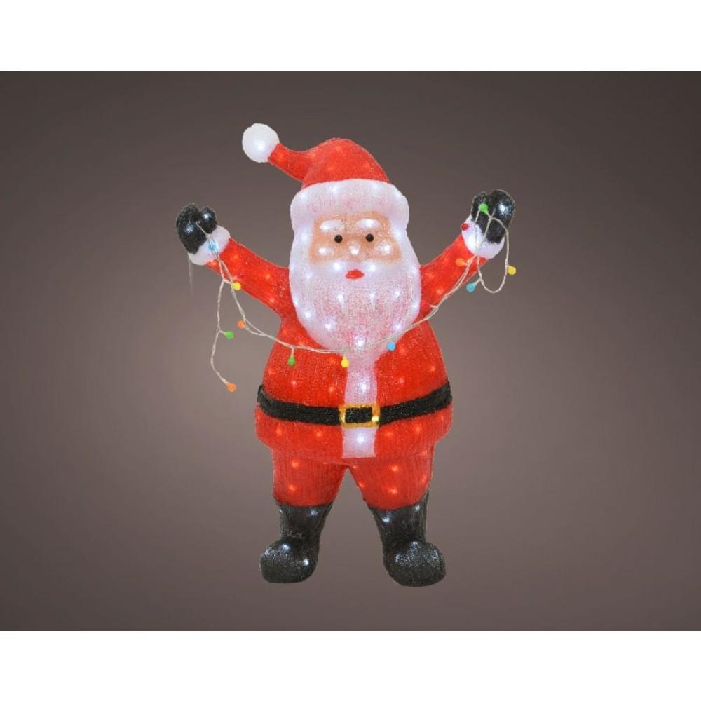 Lumineo 180 Led Acrylic Flashing Santa 88cm - Cool White