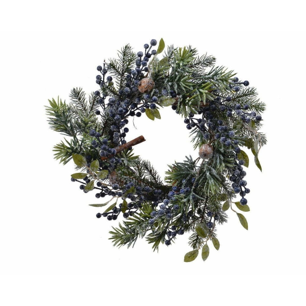 Everlands Wreath with Frosty Berries 40cm - Blue