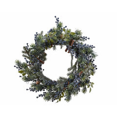 Everlands Wreath with Frosty Berries 60cm - Blue