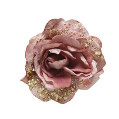 Everlands Clip-On Polyester Rose with Glitter and Pearls 13cm - Pink