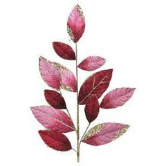 Everlands Polyester Spray Leaf with Glitter 75cm - Oxblood