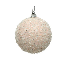 Decoris Foam Bauble with Ice Design 8cm - Blush Pink