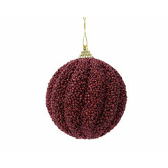 Decoris Foam Twisted Bauble with Beads 8cm - Oxblood