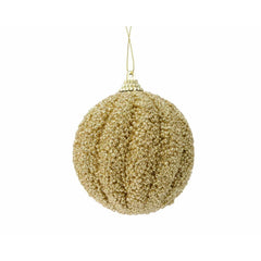 Decoris Foam Twisted Bauble with Beads 8cm - Light Gold