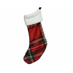 Decoris Polyester Velvet Stocking 50cm - Checkered