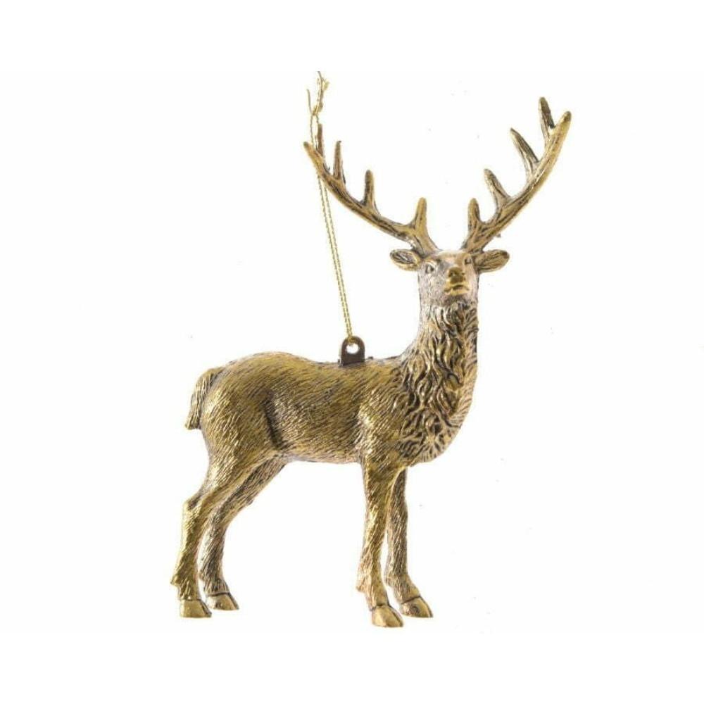 Decoris Hanging Plastic Reindeer 14cm - Gold