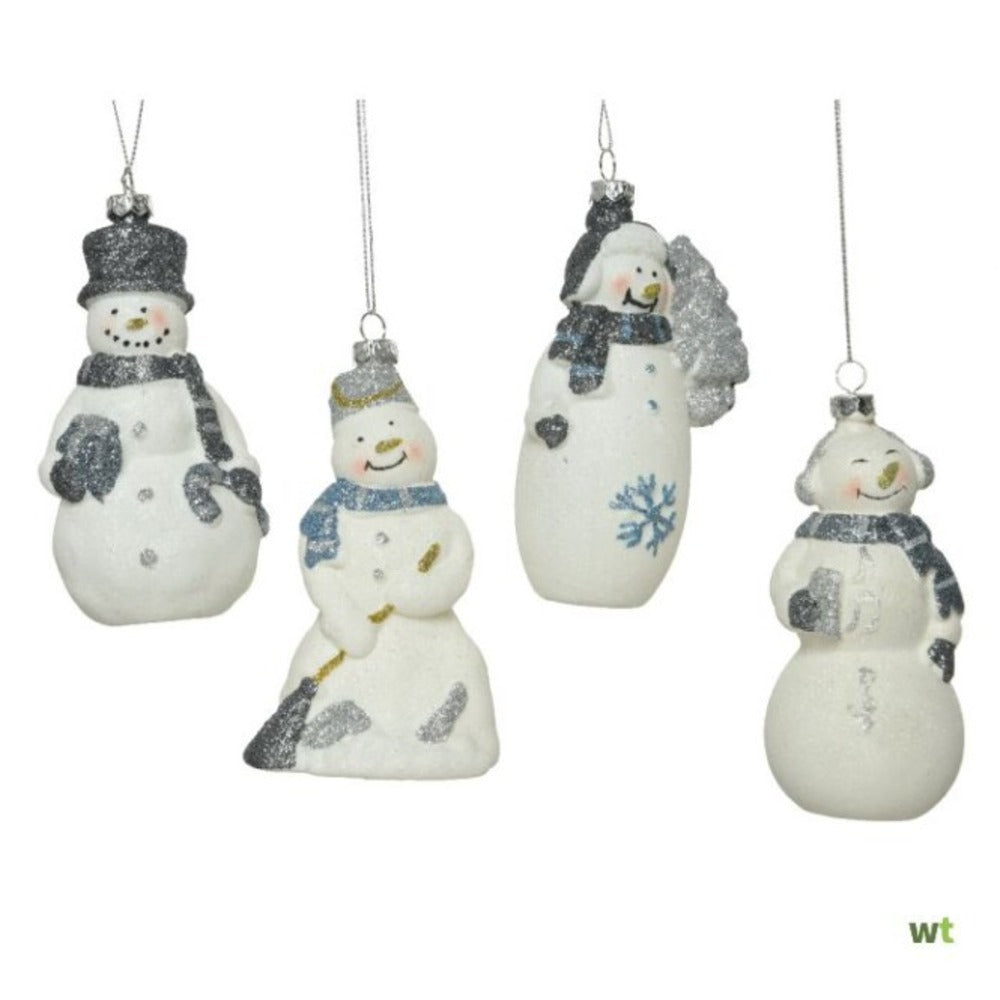 Decoris Hanging Shatterproof Snowman 12cm - 4 Assorted