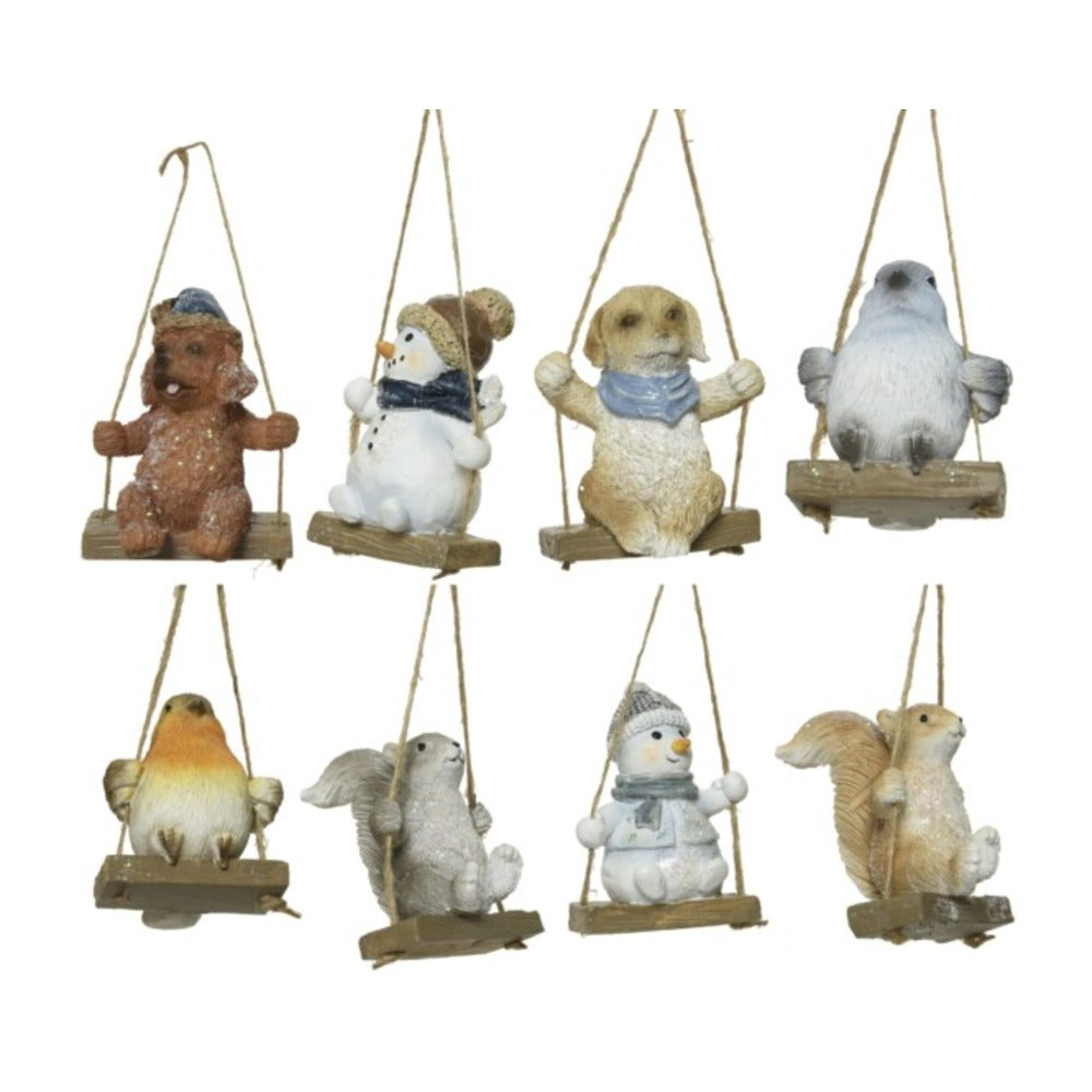 Decoris Hanging Polyresin Animal Figure 5 x 6.5cm - 6 Assorted