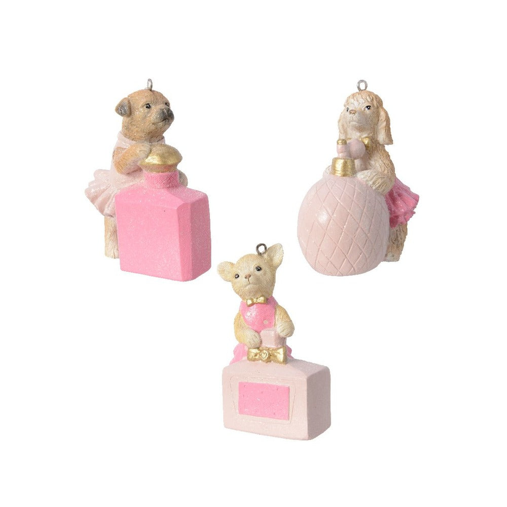 Decoris Hanging Polyresin Dog Ornament 8cm - 3 Assorted