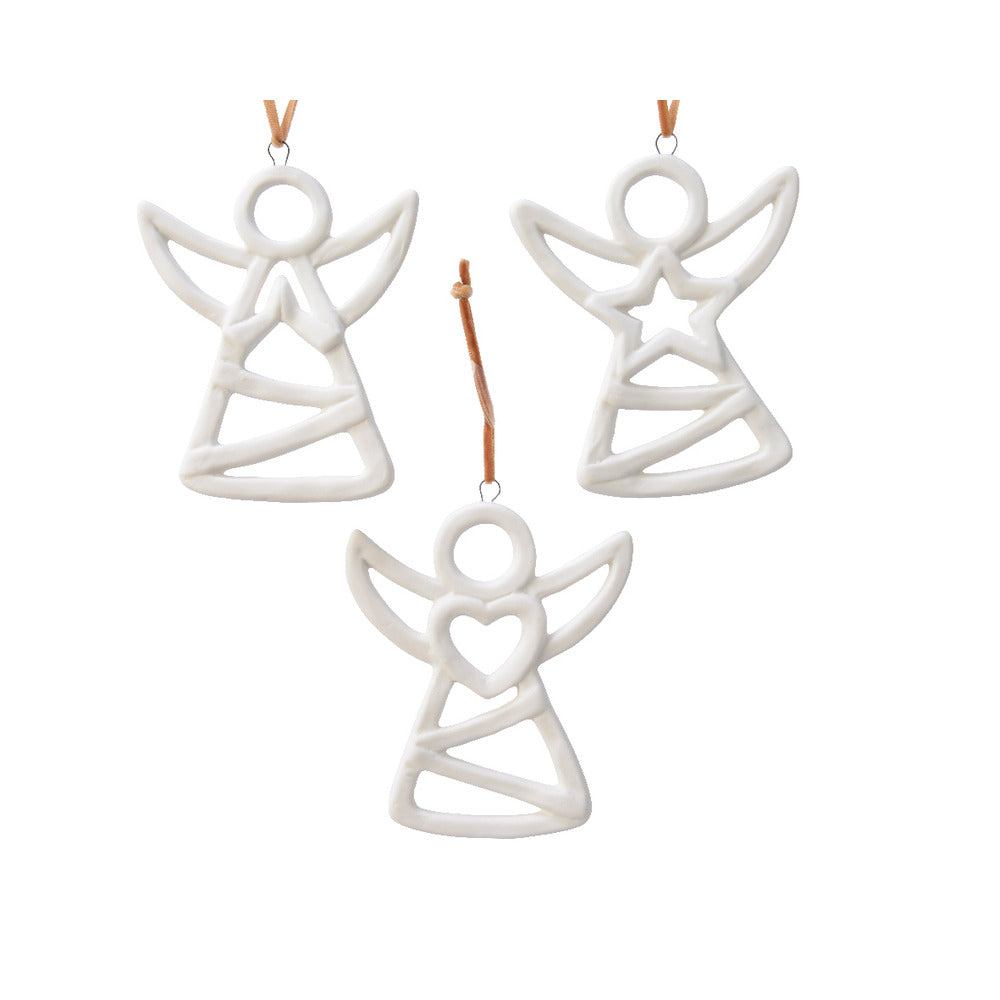 Decoris Hanging Porcelain Angel 10cm - 3 Assorted