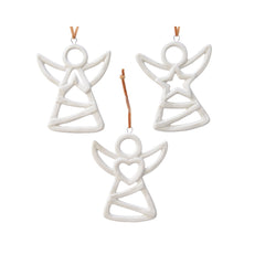 Decoris Hanging Porcelain Angel 10cm - 3 Assorted