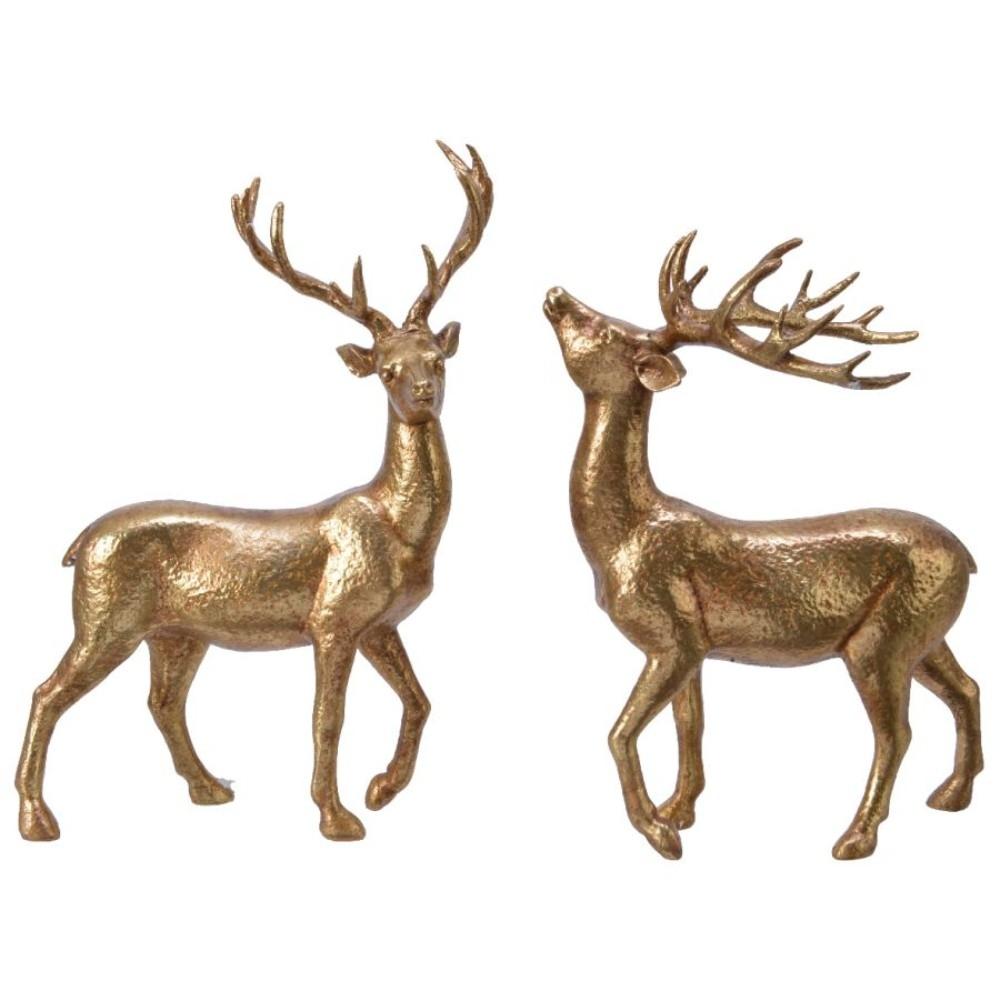 Decoris Polyresin Deer 18.40 x 26.10cm - Gold 2 Assorted