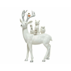 Decoris Polyresin Deer with Little Animals Figurine 40cm - White