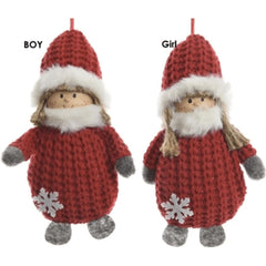 Decoris Hanging Polyester Angel with Knit Hat 14cm - 2 Assorted