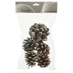 Decoris Decorative Pinecone Set of 5 Pieces with White Tips 15 x 15cm