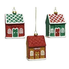 Decoris Hanging Plastic House 8cm - 3 Assorted Colours