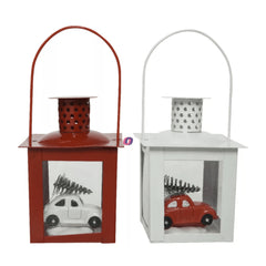 Decoris Iron Lantern with Car 10.5cm - 2 Assorted Colours