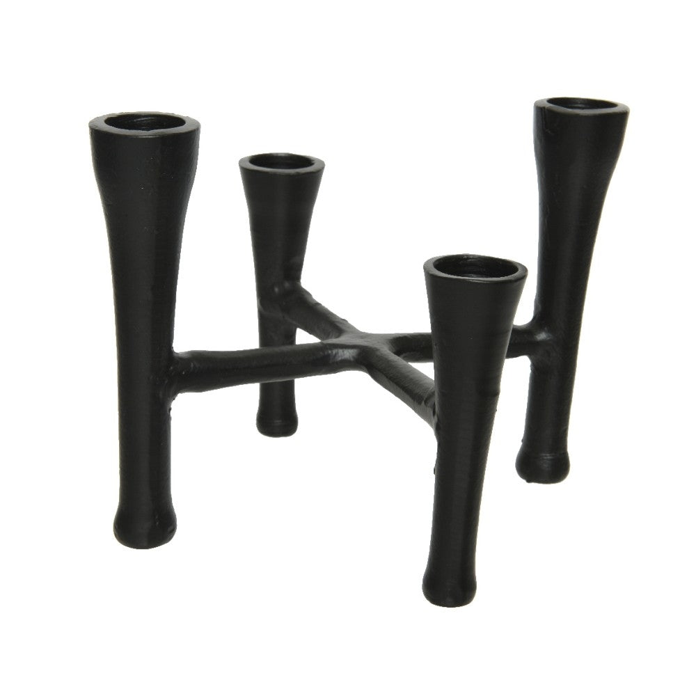 Decoris Aluminium Candleholder with 4 Inserts 15 x 13cm - Black